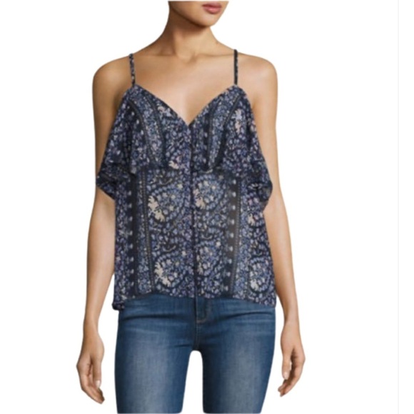 Paige Denim Boho Cold Shoulder Silk Top Blouse - Picture 4 of 6